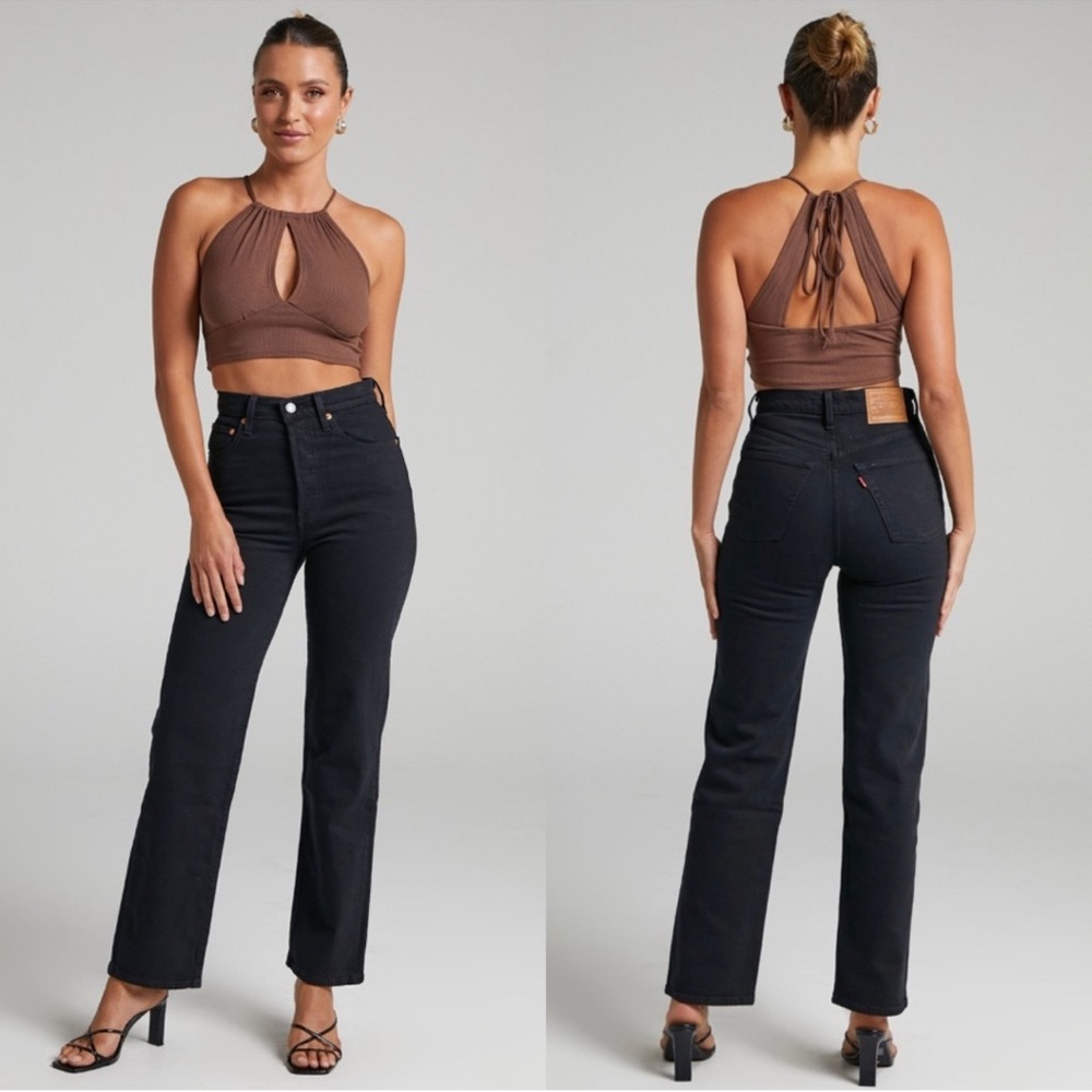 Levi’s Ribcage Straight Ankle Jeans in Black Sprout Size 31